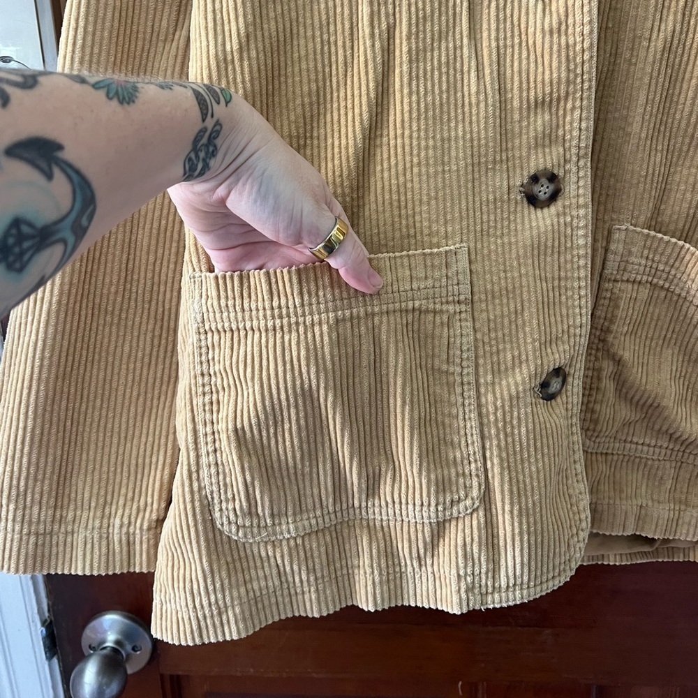 Vintage Liz Claiborne Lizwear Camel Corduroy Chore Jacket Large Oversized - Picture 6 of 11